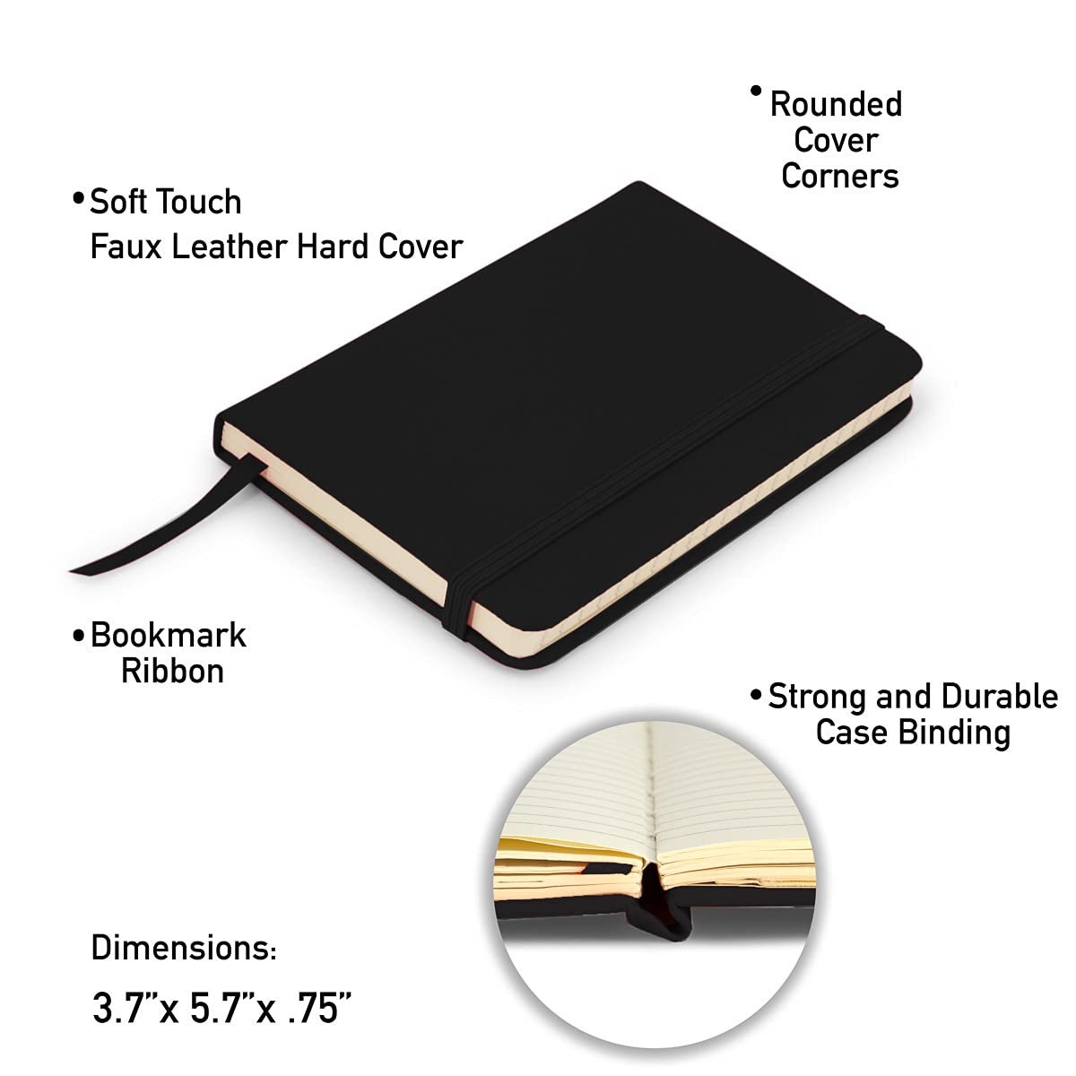 Premium A6 Pocket Notebook Set - 12 Pack Mini Hardcover Journals with Ruled Pages & Inner Pocket (3.7