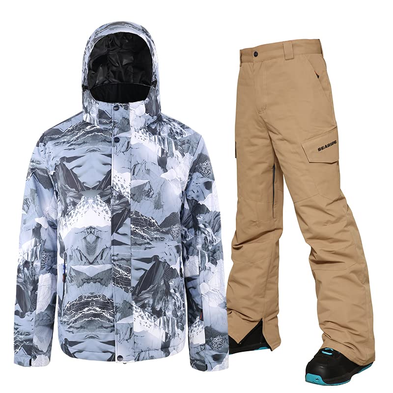 YEEFINE Men's Waterproof Ski Suit Set - Winter Snowboard Jacket & Pants for Outdoor Skiing, Snowboarding & Cold Weather Activities