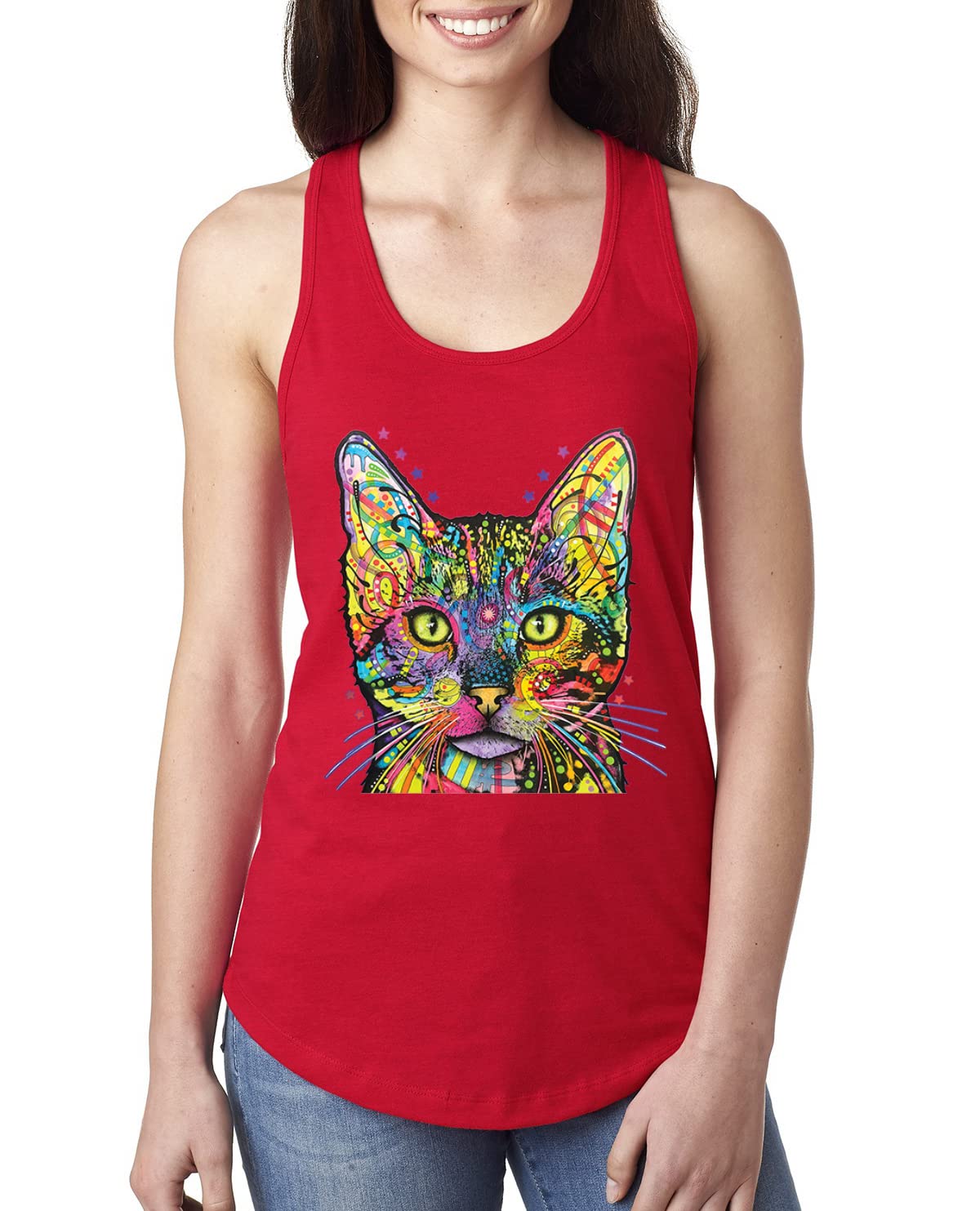 Colorful Cat Mom & Dad Tank Top - Dean Russo Art Animal Lovers Racerback Shirt for Women | Casual Wear, Gift for Cat Lovers, Summer Outfits