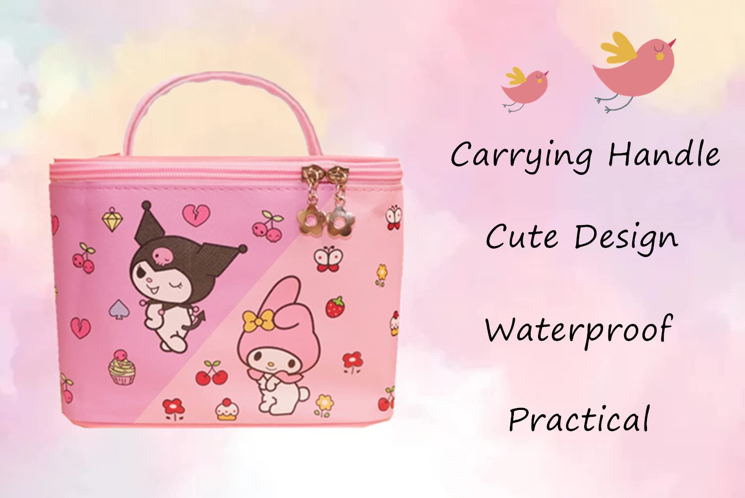 Cute Bunny Makeup Storage Box - Kawaii Cosmetic Organizer Bag for Girls, Cartoon Pencil Case & Beauty Accessories Container - Perfect for School, Travel & Home Organization