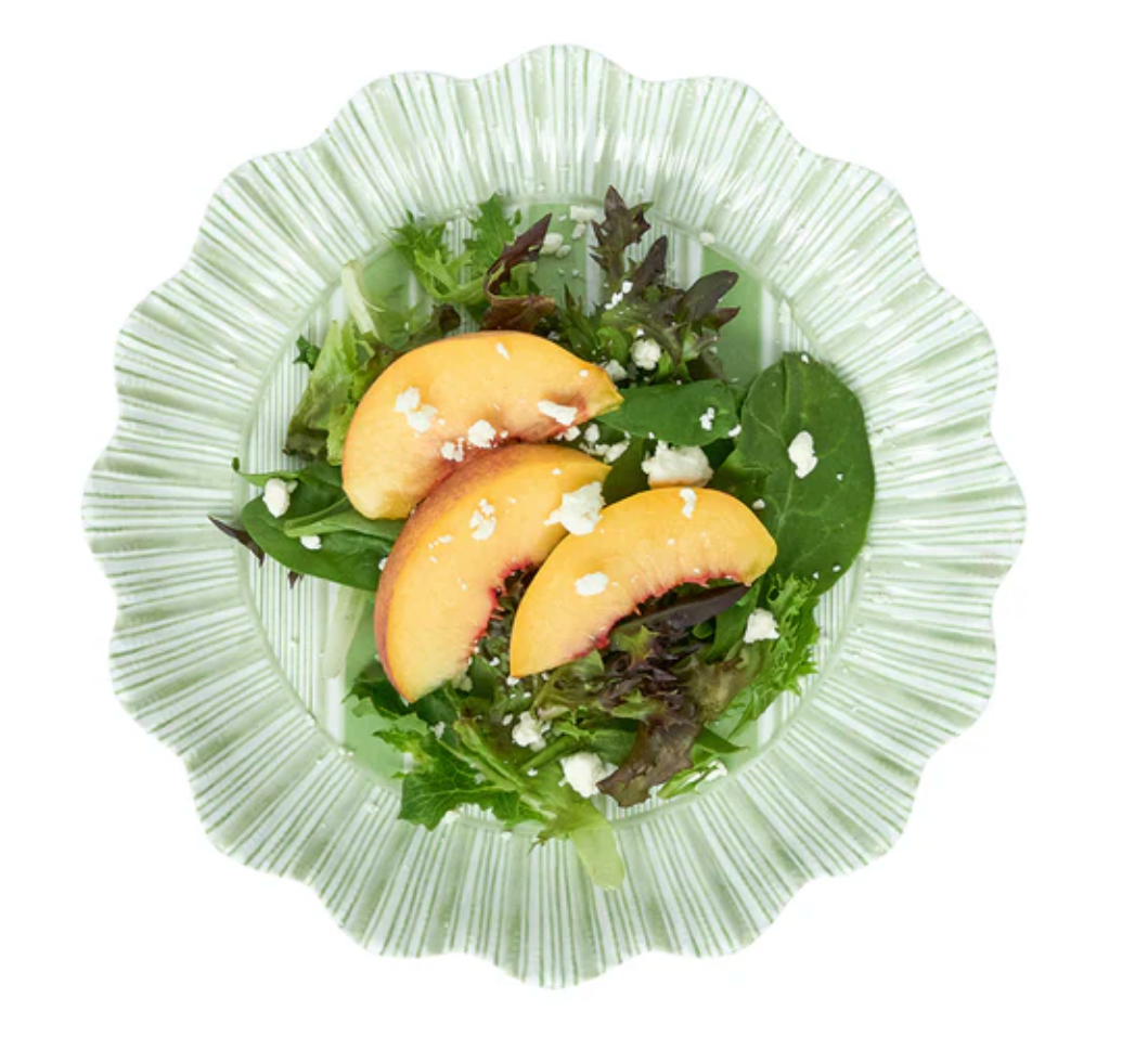 Juliska Cabana Stripe Melamine Salad Plates - Set of 4 - Durable & Lightweight - Seagrass Design - Perfect for Outdoor Dining, Picnics, and Beach Parties