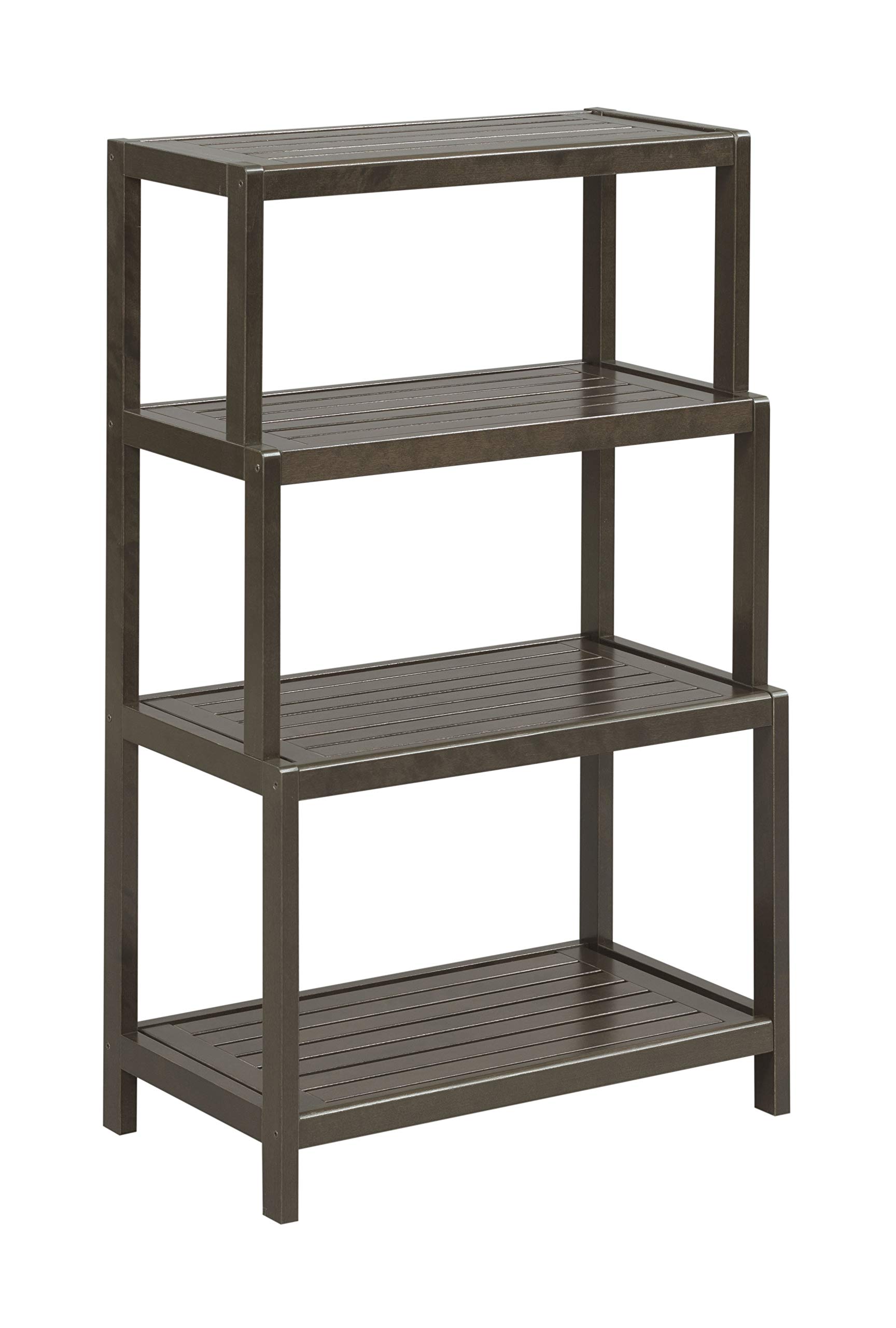 HomeRoots 37 Inch 4-Shelf Espresso Bookcase - Perfect for Living Room, Bedroom, or Office Storage