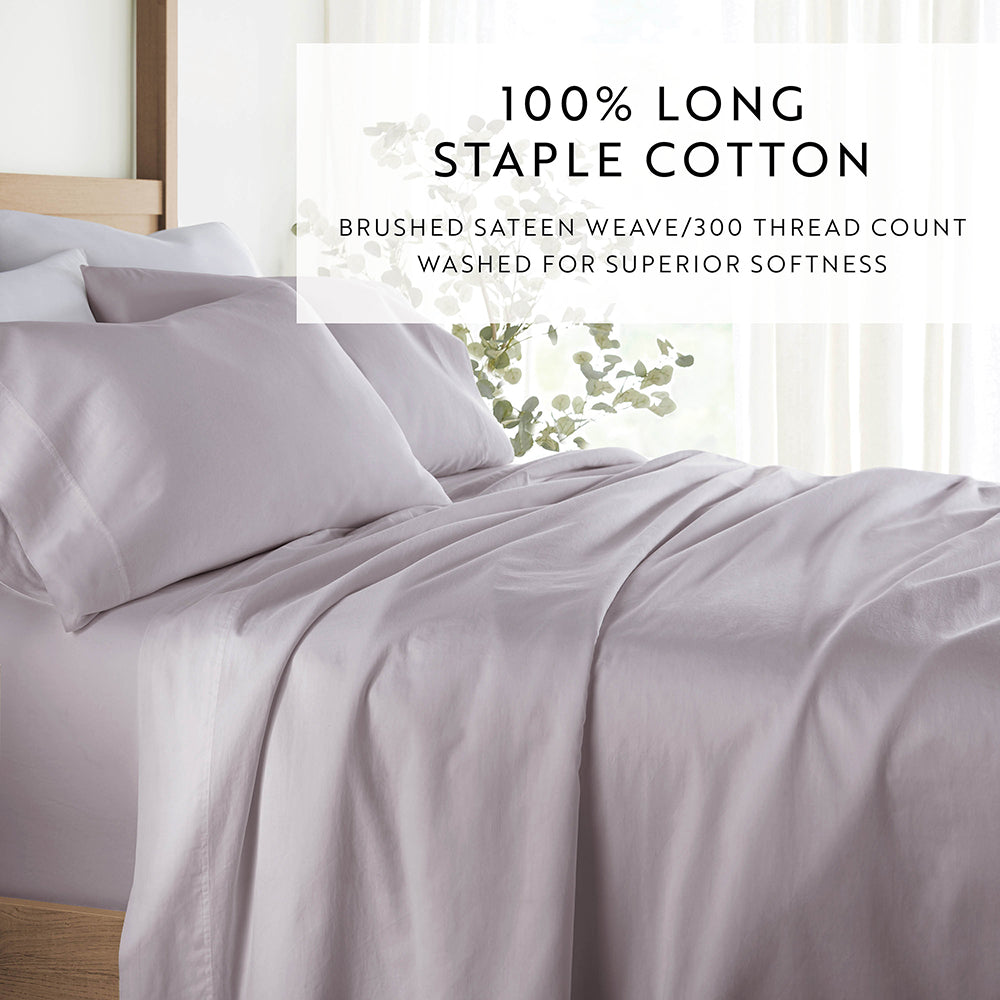Premium 4-Piece 100% Long Staple Cotton Sheet Set - Soft, Breathable & Durable Bedding for Ultimate Comfort - Perfect for Master Bedroom, Guest Room & Dorm Use