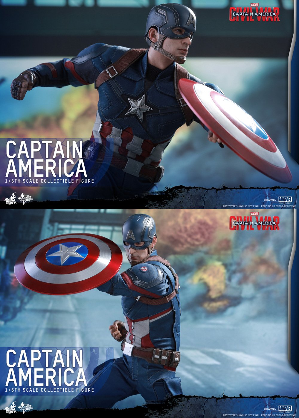 Hot Toys 1/6 Scale Captain America Civil War Fully Poseable Collectible Figure - Movie Masterpiece Action Figure for Display & Marvel Fan Collections