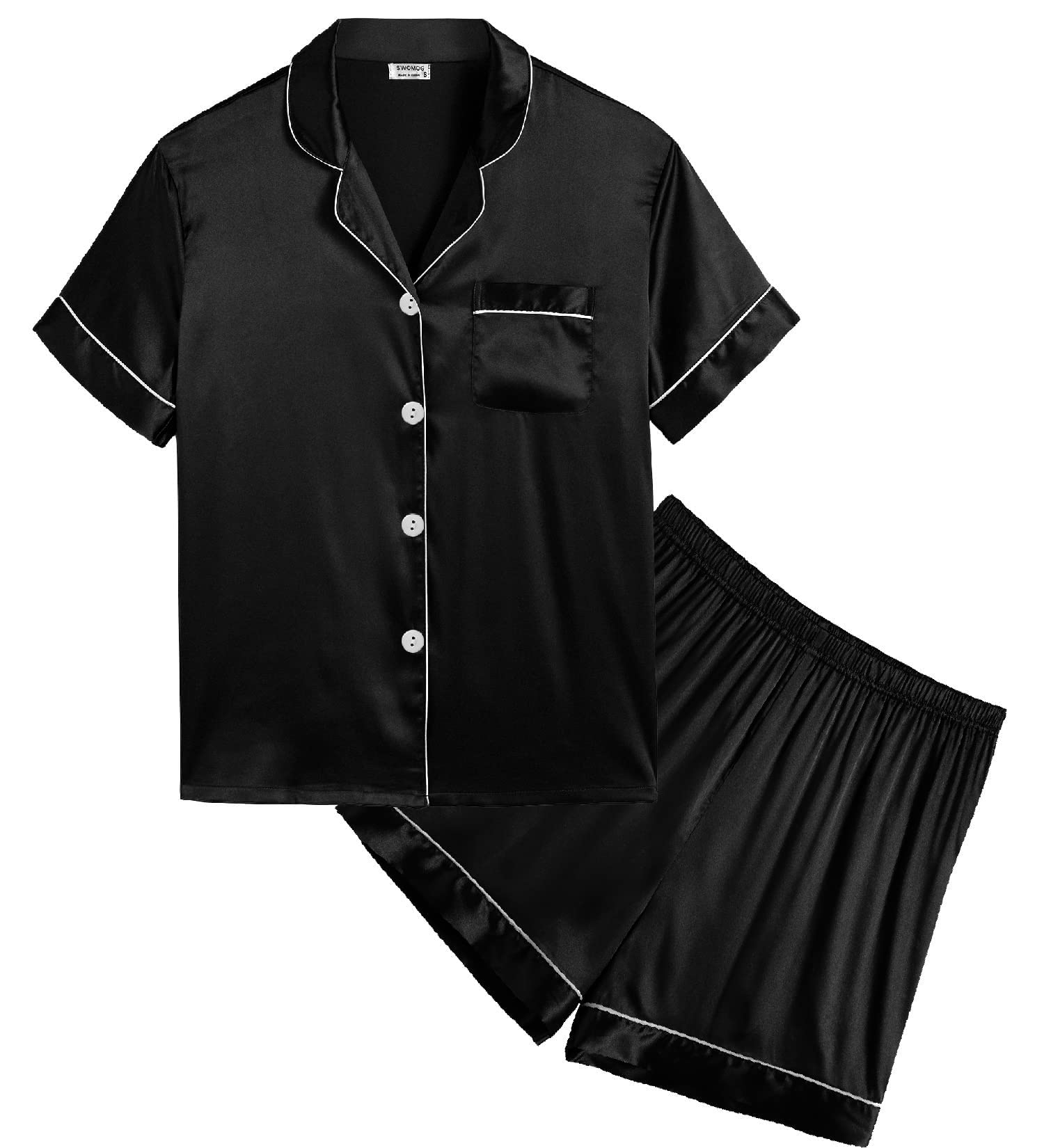 SWOMOG Kids Satin Pajama Set for Girls & Boys - Soft Button-Down Short Sleeve Silk Pjs, 2-Piece Lounge Wear for Comfortable Sleep & Relaxation | Perfect for Bedtime, Sleepovers & Family Movie Nights