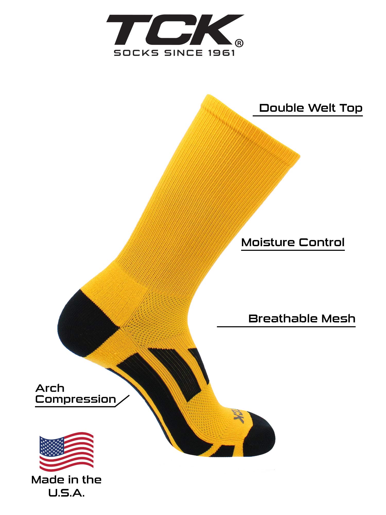 TCK Solid Performance 2.0 Crew Socks - Premium Athletic Socks for Men, Women, Boys & Girls - Perfect for Running, Basketball & Everyday Comfort