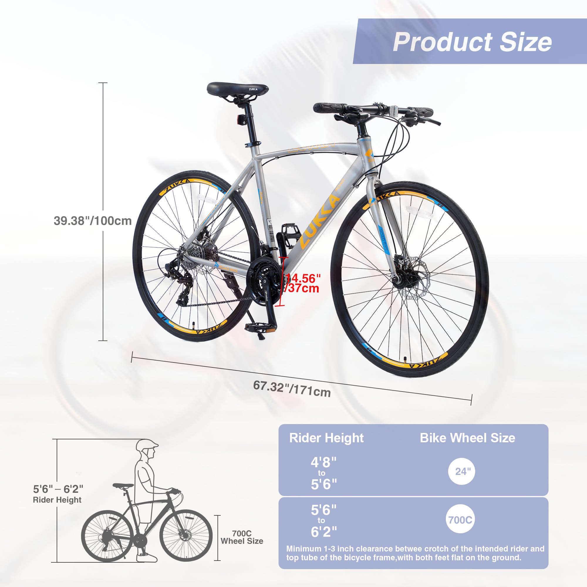 **MEGHNA 700C Road Bike - 24-Speed Hybrid Commuter Bike with Dual Disc Brakes for Men & Women - Perfect for City Commuting, Fitness Riding & Outdoor Adventures**
