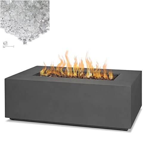 Home Square 2-Piece Outdoor Propane Fire Pit Set with Fire Glass - Perfect for Patio, Backyard & Garden Gatherings