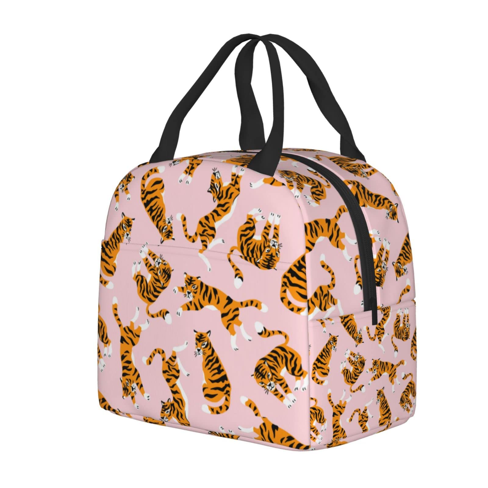 Pink Tigers Insulated Lunch Box for Kids - Reusable Thermal Lunch Bag for Boys & Girls, Perfect for School, Camping, Hiking, Picnic, Beach & Travel - Ideal for Keeping Meals Fresh On-the-Go