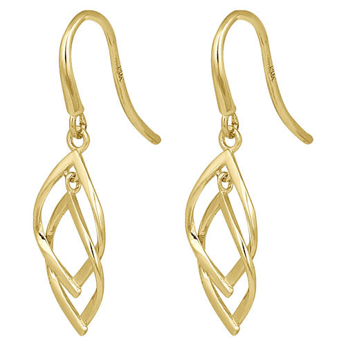 14K Yellow Gold Overlapping Hook Earrings for Women - Elegant Dainty Everyday Jewelry - Perfect for Parties, Weddings & Date Nights