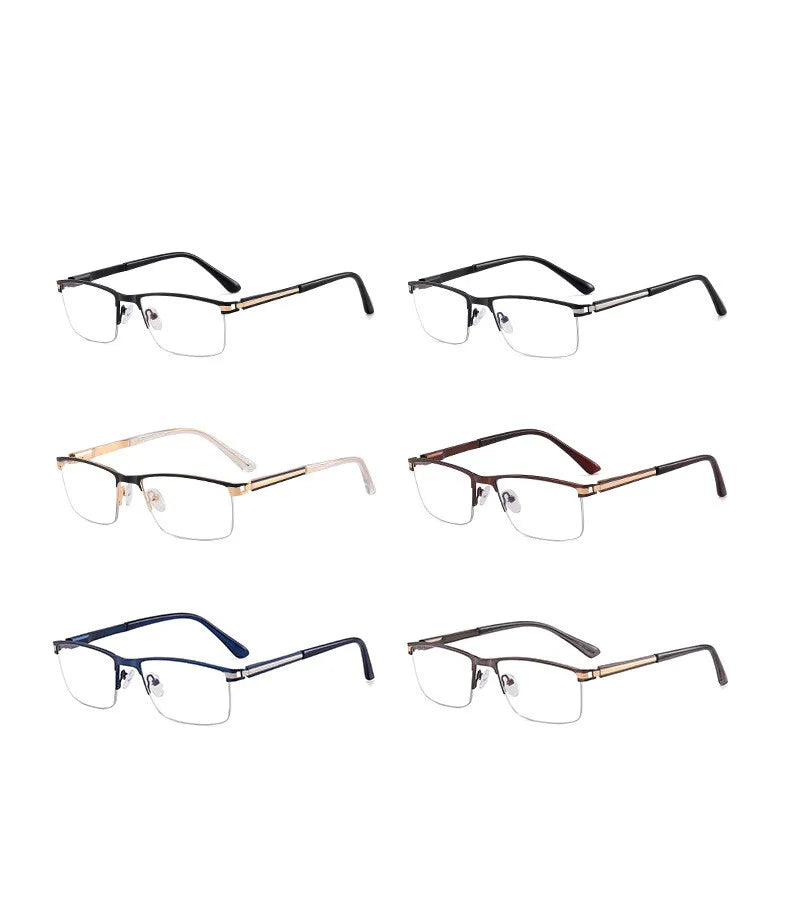 CCspace Semi-Rim Square Alloy Spring Hinge Eyeglasses for Men & Women - Lightweight Durable Frame for Reading, Driving & Daily Use - Model 300842