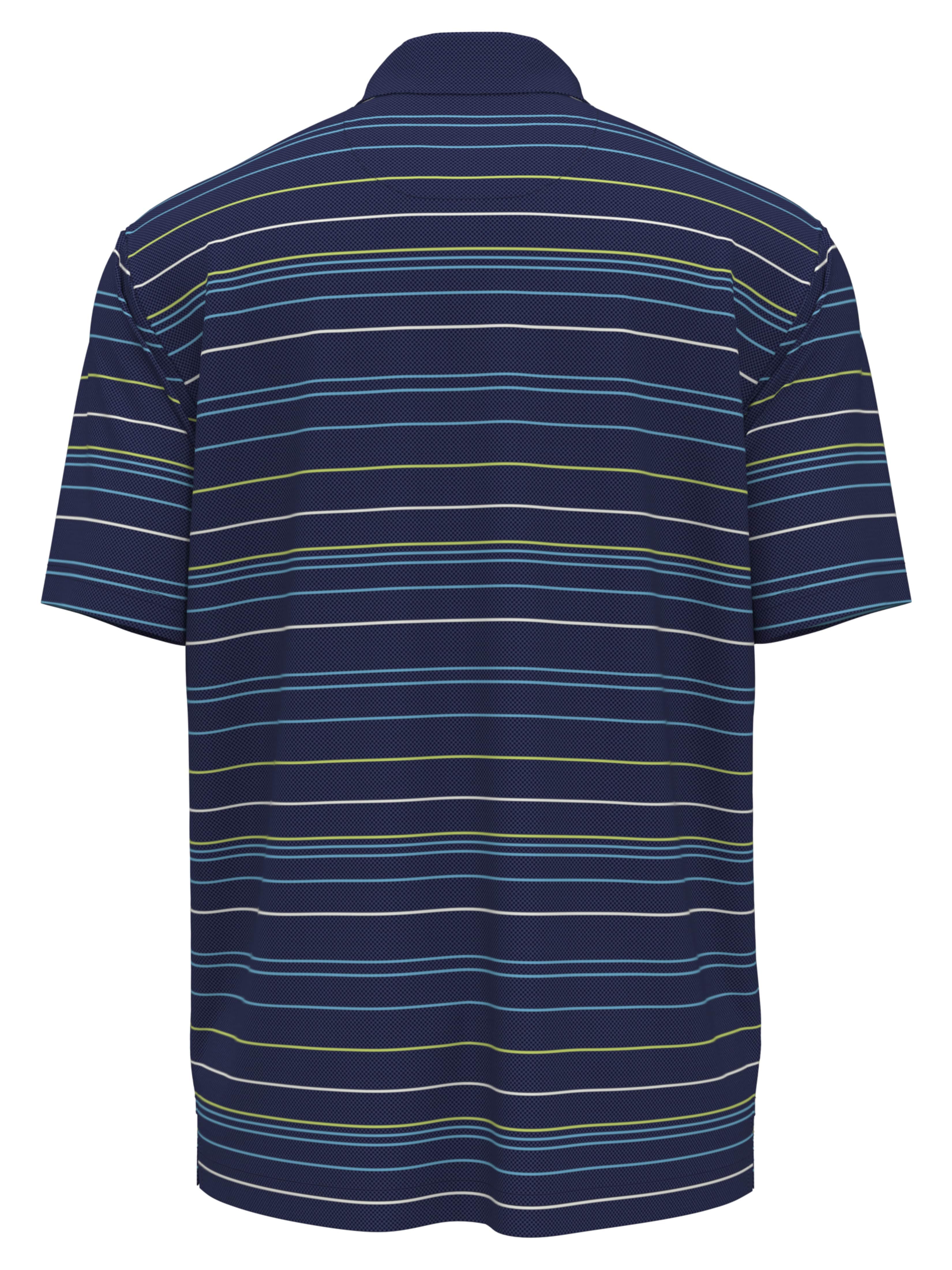 Men's Mosaic Stripe Golf Polo Shirt - Moisture Wicking & UV Protection Performance Tee for Golf, Tennis & Casual Wear
