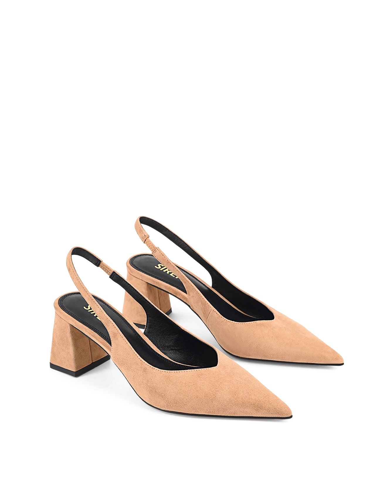 Yankee Slingback Block Heel Shoes - Camel Tan Suede Pumps for Women | Comfortable Mid Heel Dress Shoes for Office, Party & Special Occasions