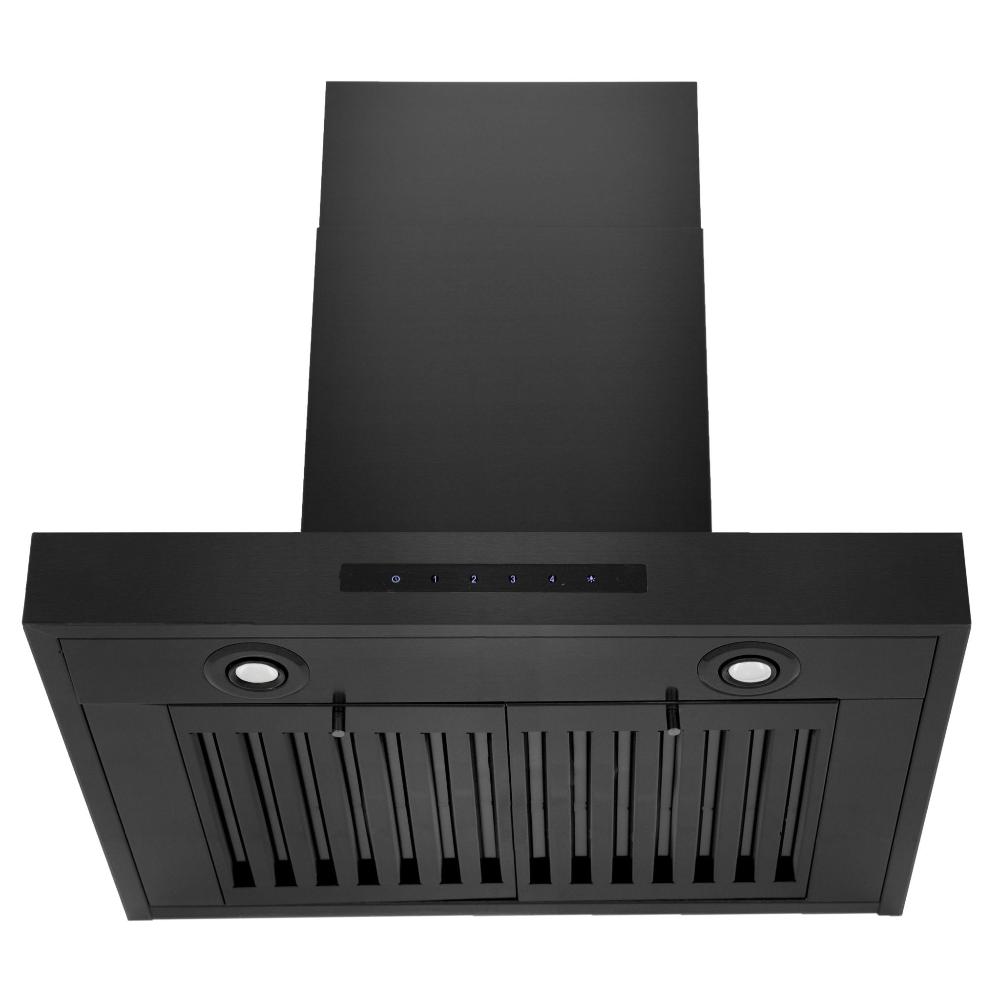 ZLINE BSKEN Black Stainless Steel Convertible Wall Mount Range Hood - Powerful Kitchen Ventilation for Gas Stoves & Cooking Areas