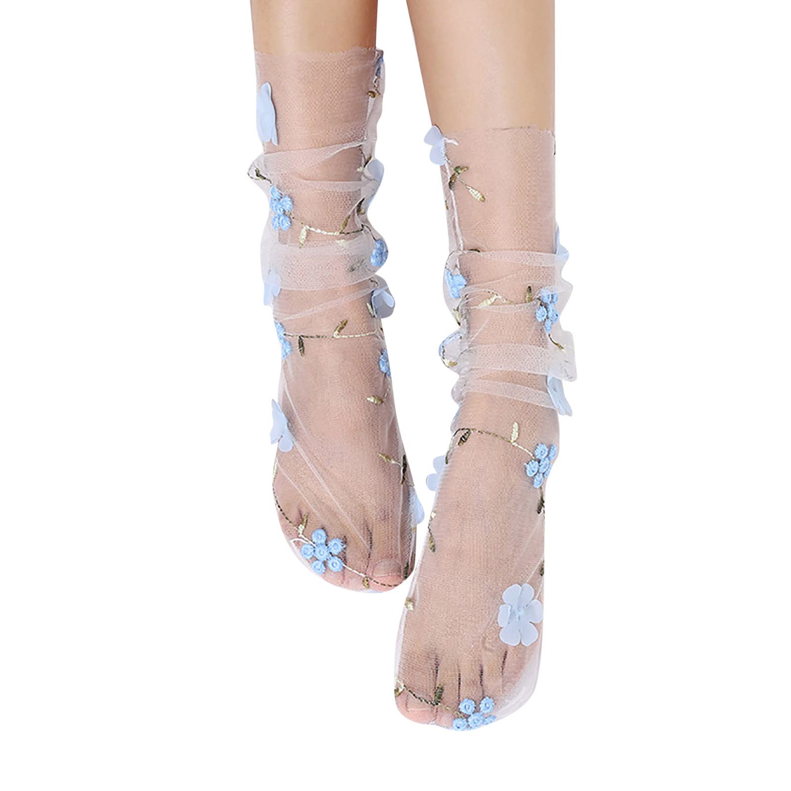 Breathable Spring & Summer Women's Socks - Trendy Floral Print Casual Crew Socks for Everyday Wear | Comfortable Skin-Tone Fashion Socks for Work, Gym & Daily Outfits