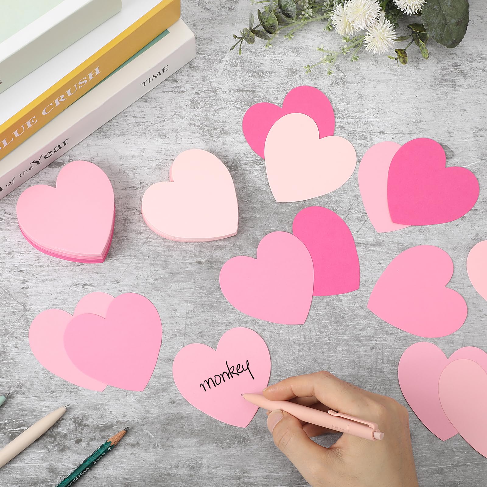 150 Pcs Pink Heart Index Cards - 3x3 Colored Note Cards, Blank Business Cards, Invitation Cards & Thank You Notes for School, Office, Learning & Party Games - Perfect for Study Notes, Business Networking & Event Invitations