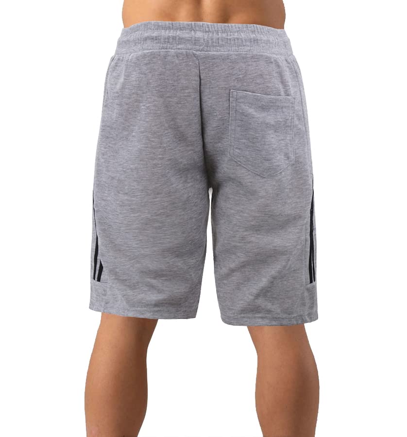 Men's Elastic Waist Fleece Shorts with Drawstring & Zipper Pockets - Gym Workout, Running, Lounge & Casual Wear