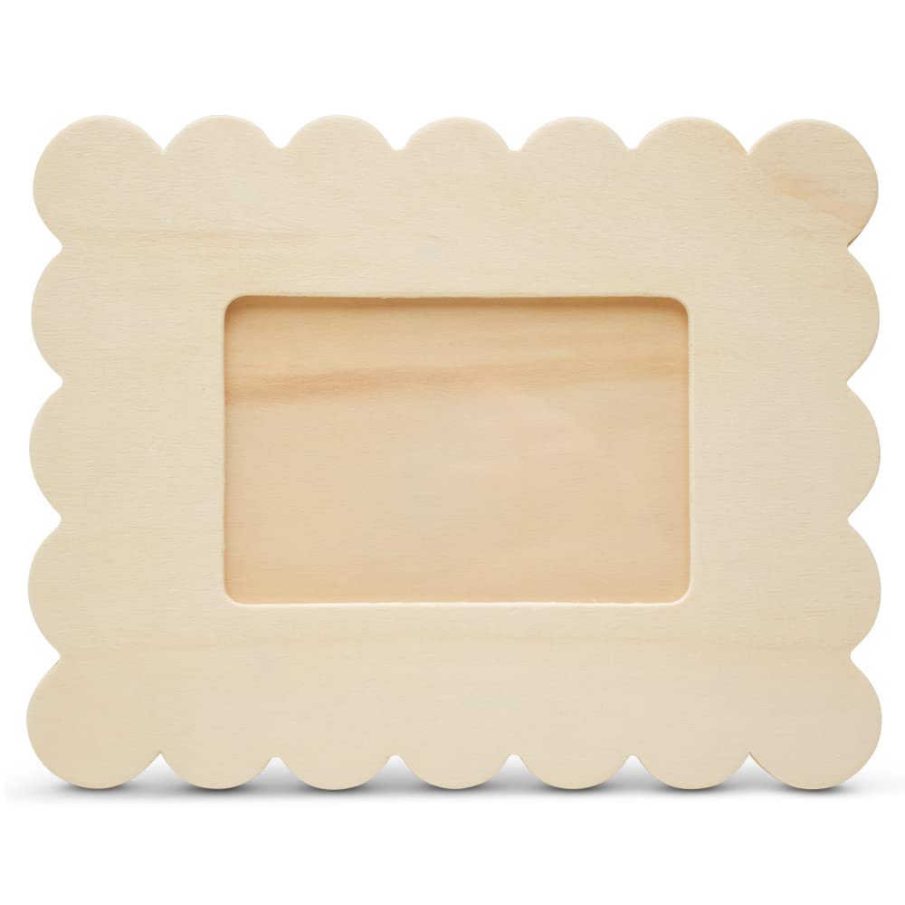 Scalloped Wooden Picture Frames - Pack of 10 for Home Decor & Crafts