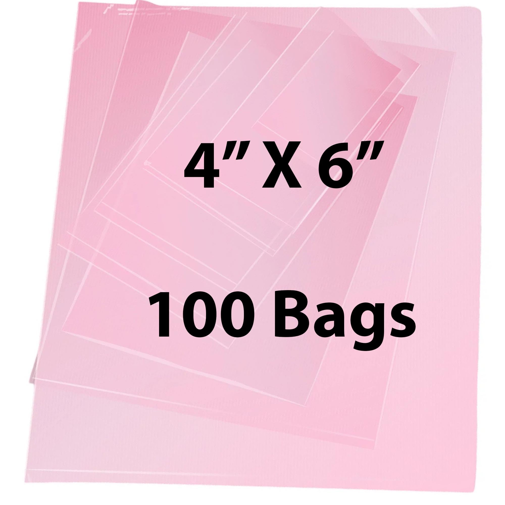 Pink Anti-Static Plastic Flat Bags 4x6 Inches - 100 Pack of 2 Mil Heavy Duty Heat Sealable Bags for Small Business Packaging, Jewelry, Crafts & Electronics Storage | Resealable Plastic Baggies for Organizing & Shipping Supplies