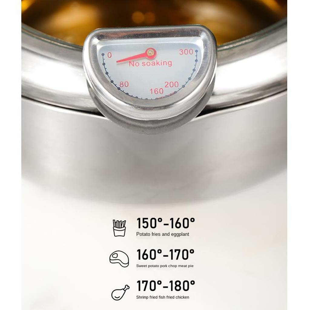 Premium Stainless Steel Deep Fryer Pot with Drainer & Thermometer - 20cm Tempura Fry Pan for Home & Restaurant Use - Perfect for Frying Chicken, Fish, Donuts & More