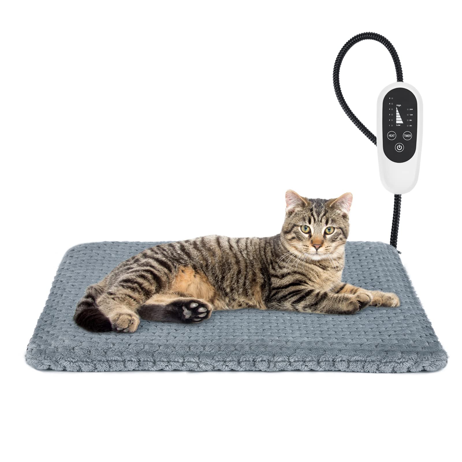 INVENHO Waterproof Adjustable Temperature Pet Heating Pad with Timer - Electric Heated Pad for Dogs & Cats - Indoor Use for Arthritis Pain Relief, Winter Warmth & Comfort