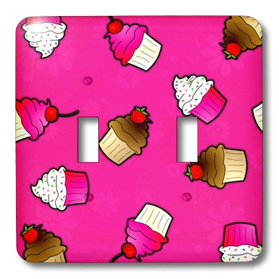 3D Rose Cute Cupcake Print Chocolate on Pink Toggle Switch - Decorative Light Switch Cover for Kitchen, Bedroom, and Kids Room Decor