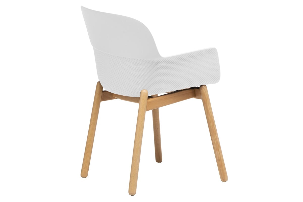 Tommy Tub Plastic Chair with Wooden Leg - Lightweight Outdoor Seating for Patio, Garden, and Poolside Relaxation