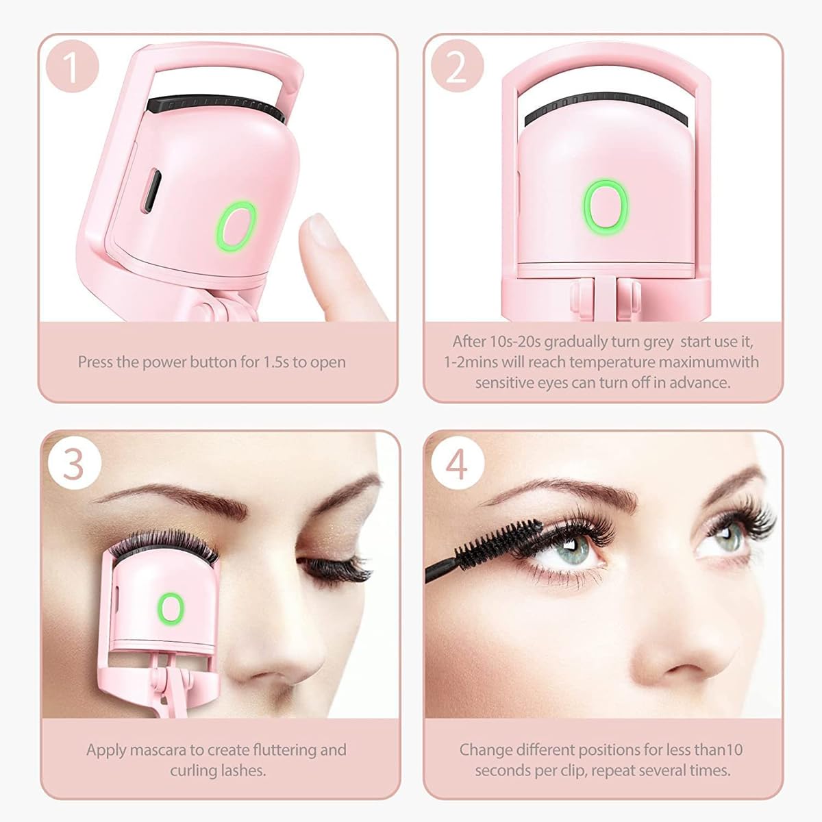 USB Rechargeable Electric Eyelash Curler with Smart Display - Pre-Heating, Long-Lasting Styling, Anti-Scalding Design - Perfect for Travel, Home & Professional Makeup Use