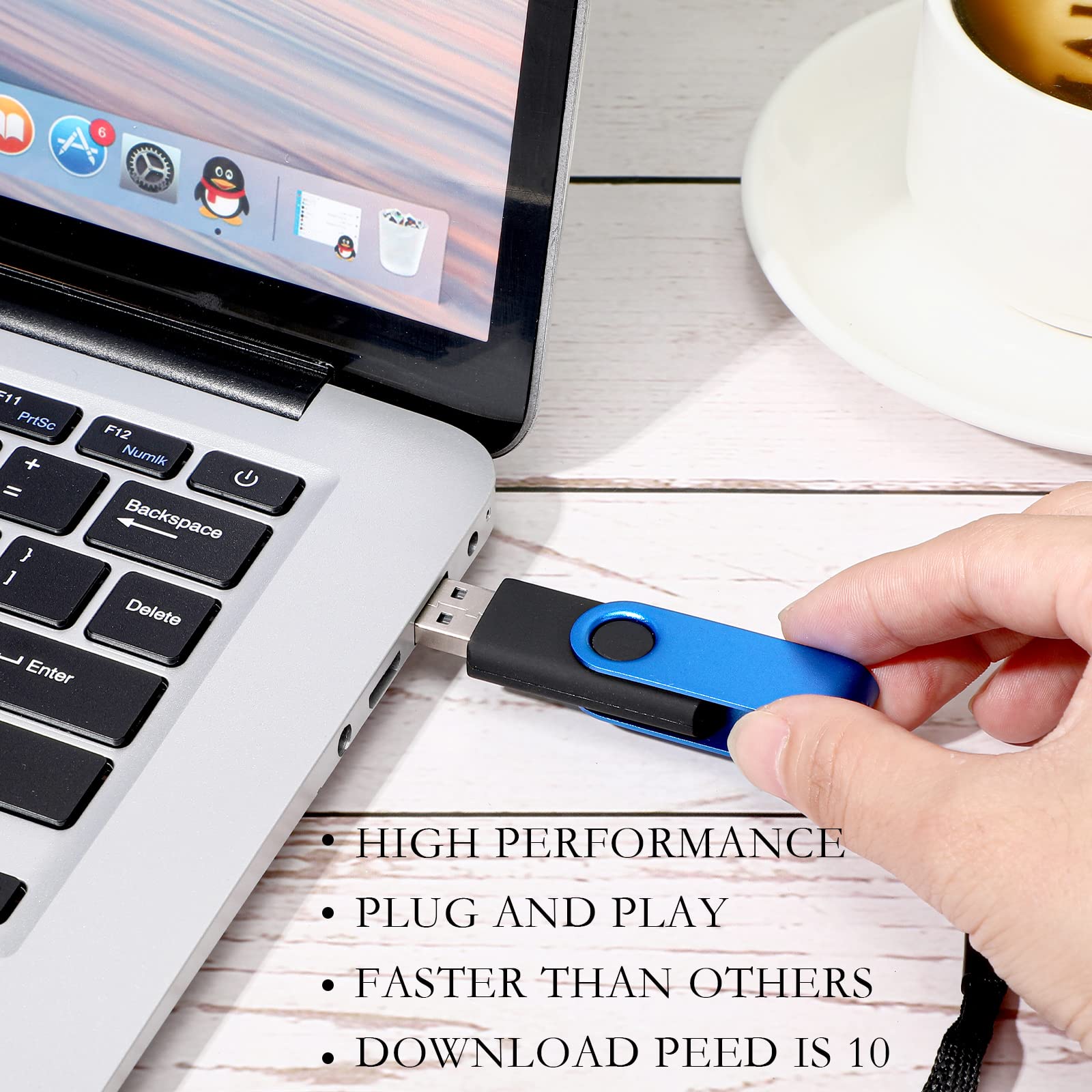 10-Pack 32GB USB 2.0 Flash Drives with Lanyards - Portable Keychain Memory for Data Storage & Office Use