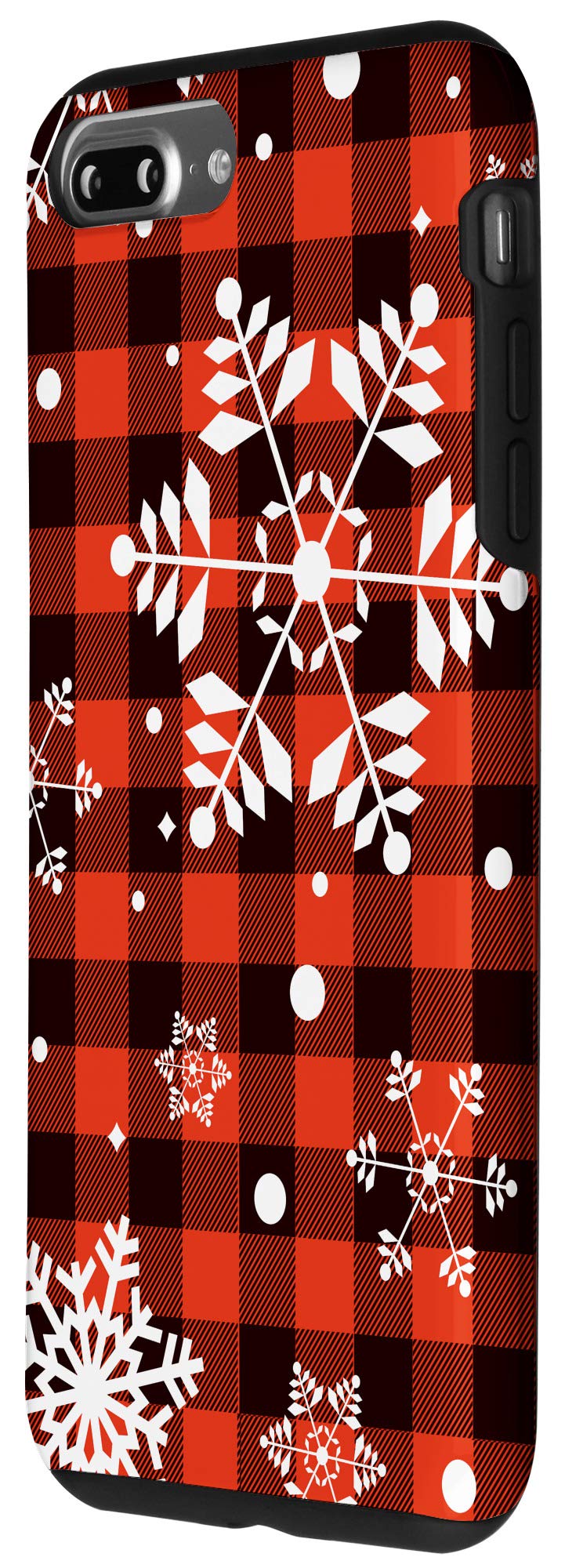 iPhone 7 Plus/8 Plus Christmas Gift Case - Red Black Plaid Buffalo Design with Snowflakes | Perfect Holiday Present & Winter Protection for Your Phone
