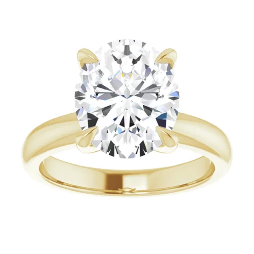 10K Solid Yellow Gold Handmade Engagement Ring - 2.0 CT Oval Cut Moissanite Diamond Solitaire Wedding Band for Women | Perfect for Proposals, Anniversaries & Bridal Jewelry Gifts