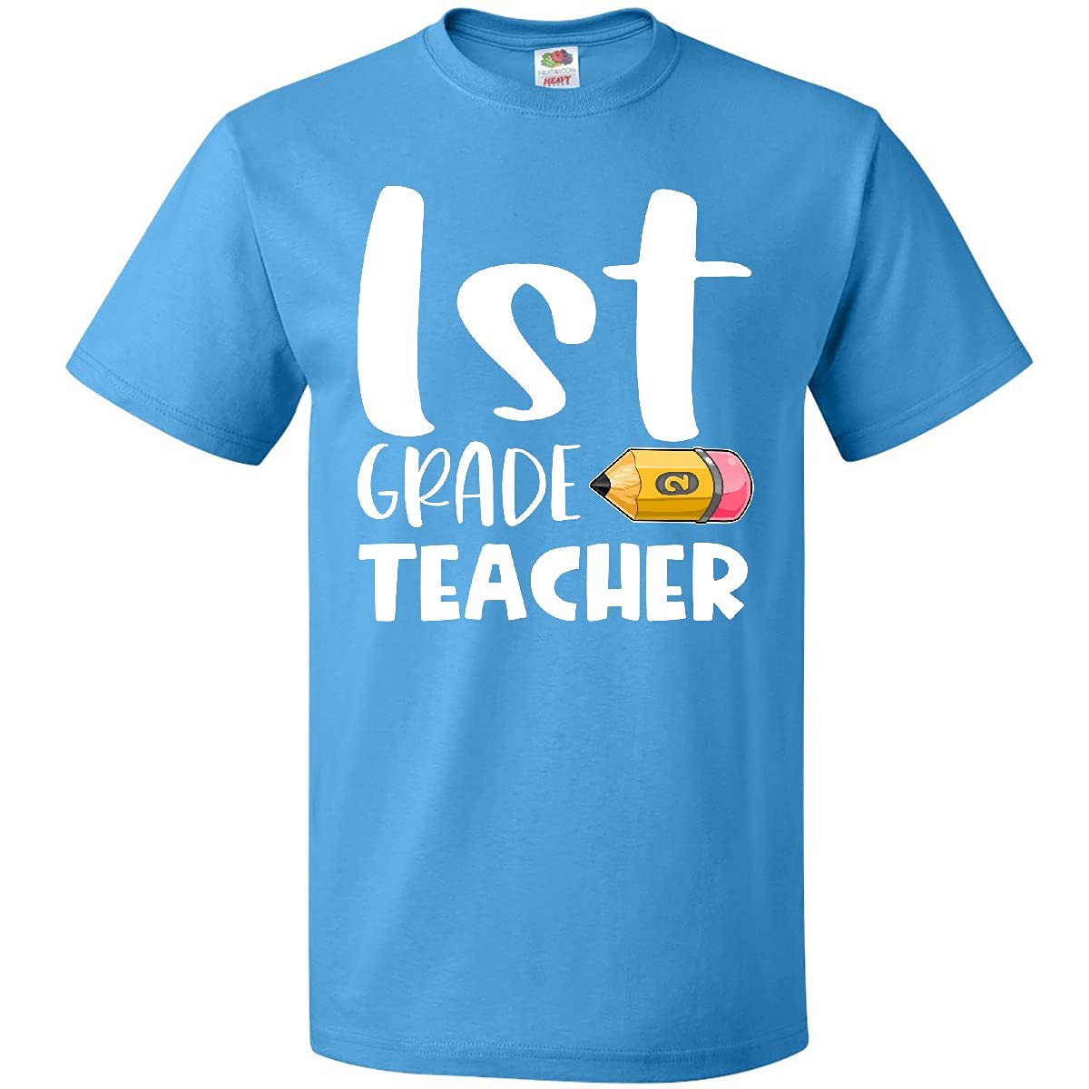 Inktastic First Grade Teacher Pencil Graphic T-Shirt - Fun & Cute Teacher Apparel for School, Classroom, and Back to School Gifts