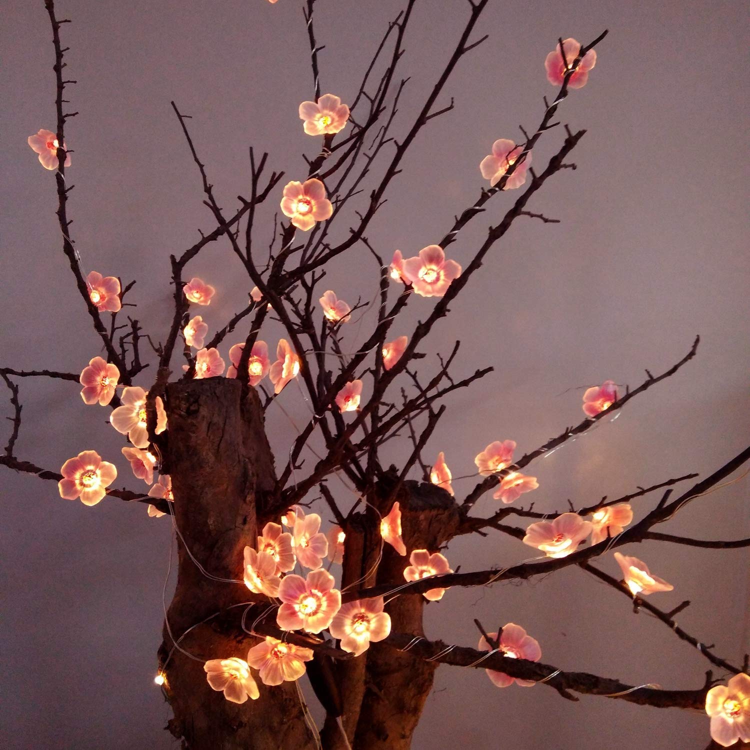 Keeda 9.8ft Pink Cherry Blossom LED String Lights - 30 Battery Operated Fairy Lights for Bedroom, Wedding, Party & Outdoor Decor - Romantic Christmas, Home, Beach Decoration with Copper Wire
