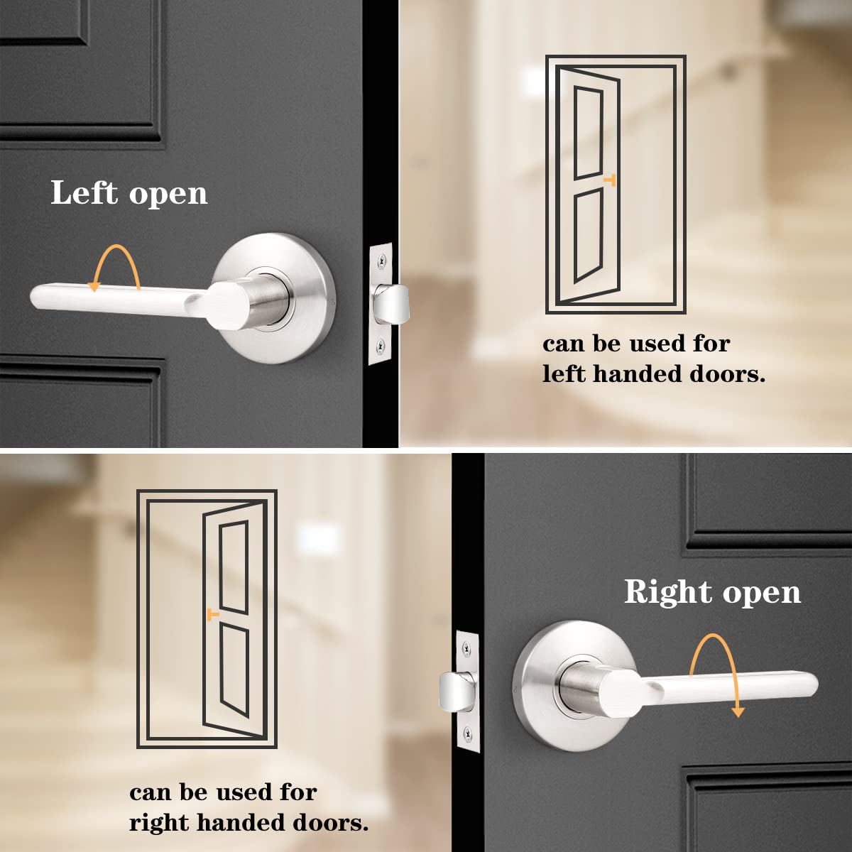 Probrico Satin Nickel Hall/Closet Lever Set - 10 Pack Interior Passage Non-Locking Door Handles for Bedrooms, Bathrooms & Closets | Durable Contractor Grade Hardware