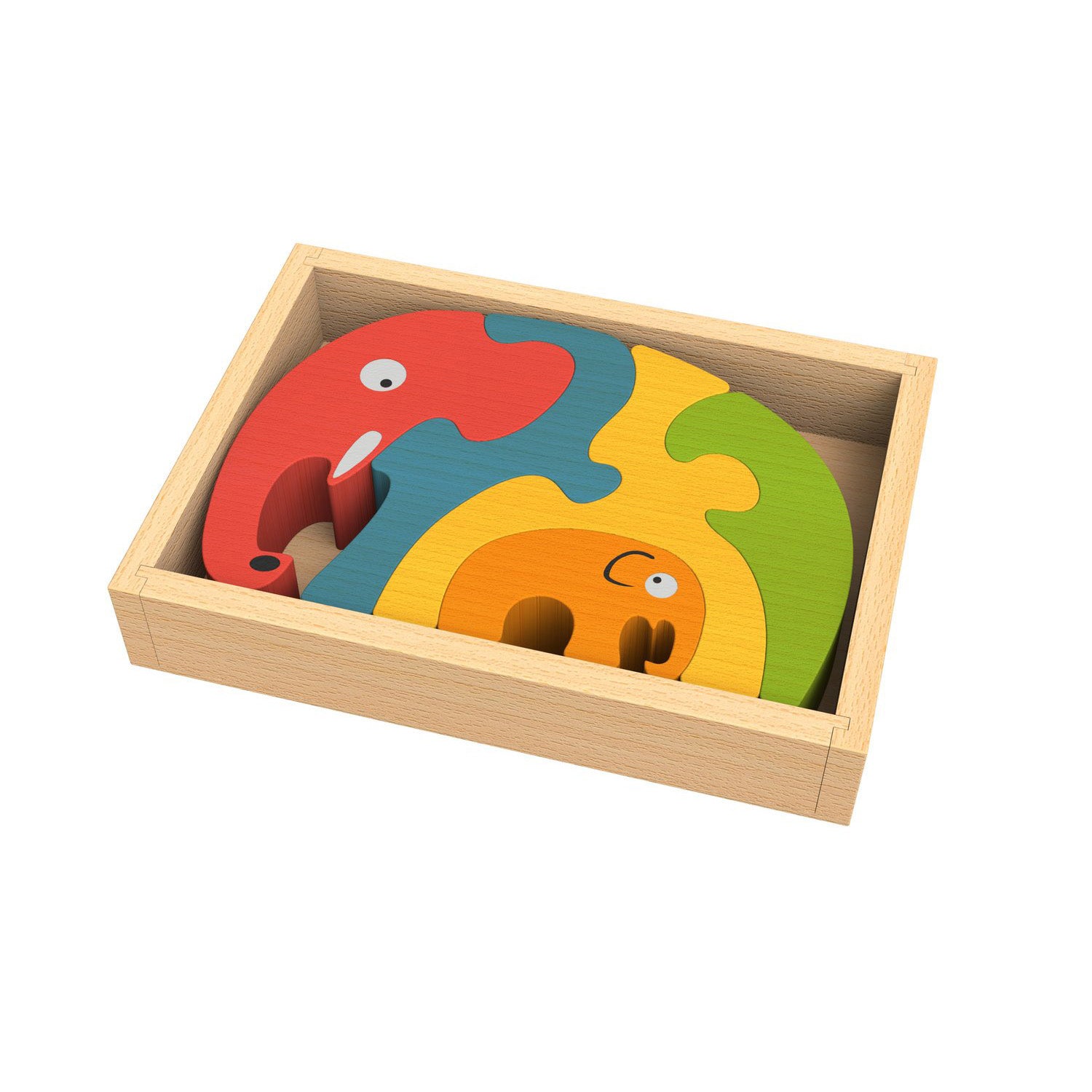 BeginAgain Elephant Family Puzzle - Wooden Animal Puzzle for Kids, Educational Toddler Toys for Learning & Fun - Perfect for Preschool Playtime & Family Bonding Activities
