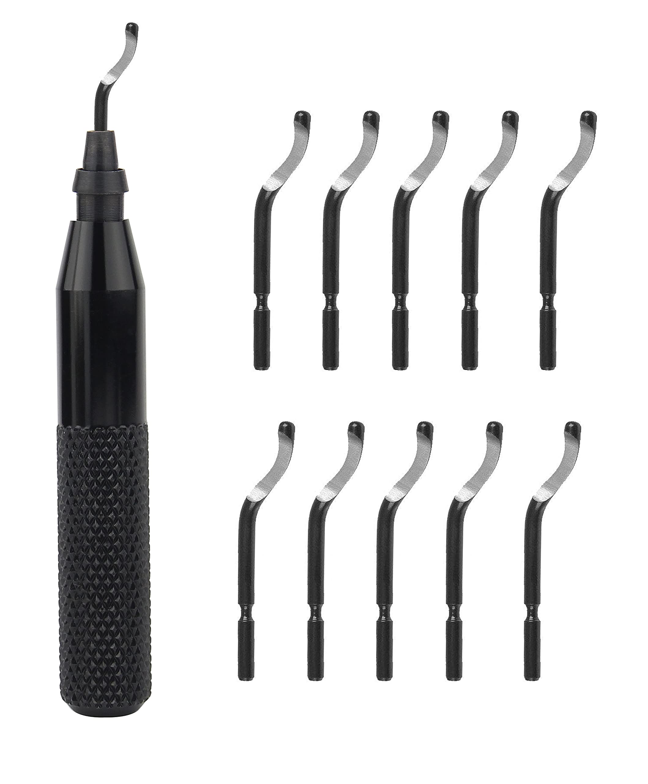 Professional Hand Deburring Tool Kit Set - 10pcs Multi-Purpose Deburring Tools for Wood, Plastic, Aluminum, Copper & Steel (Black) - Perfect for DIY Projects, Metalworking & Woodworking