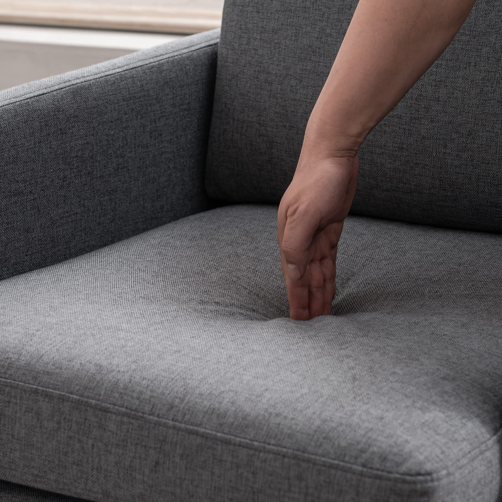 Comfy Dark Grey Lounge Chair - Single Sofa Accent Chair for Bedroom, Living Room & Guestroom - Perfect for Relaxing, Reading & Small Space Decor