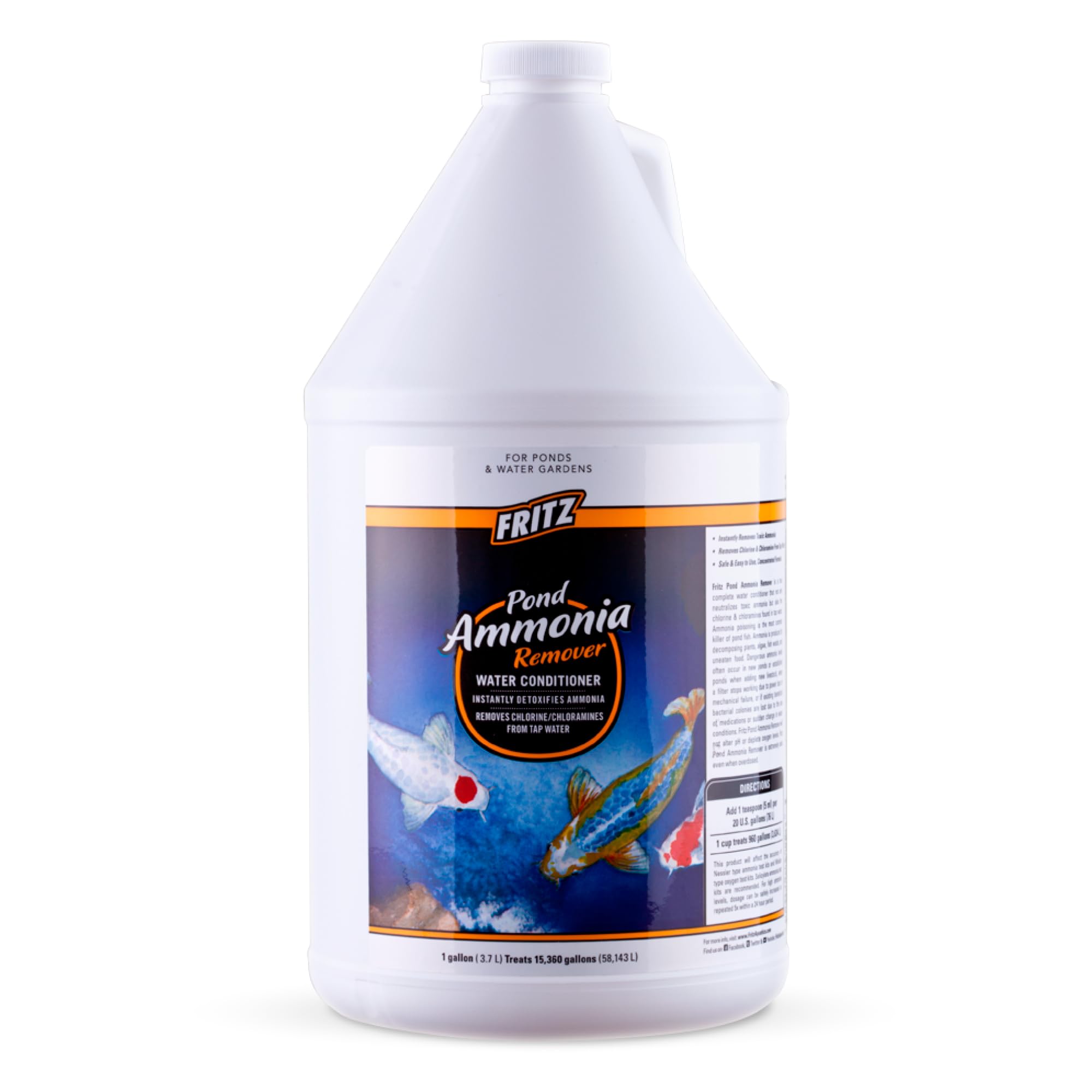 FritzPond Ammonia Remover Water Conditioner for Aquariums - 1 Gallon - Eliminates Chlorine & Detoxifies Fish Tanks - Perfect for Freshwater & Saltwater Fish Care