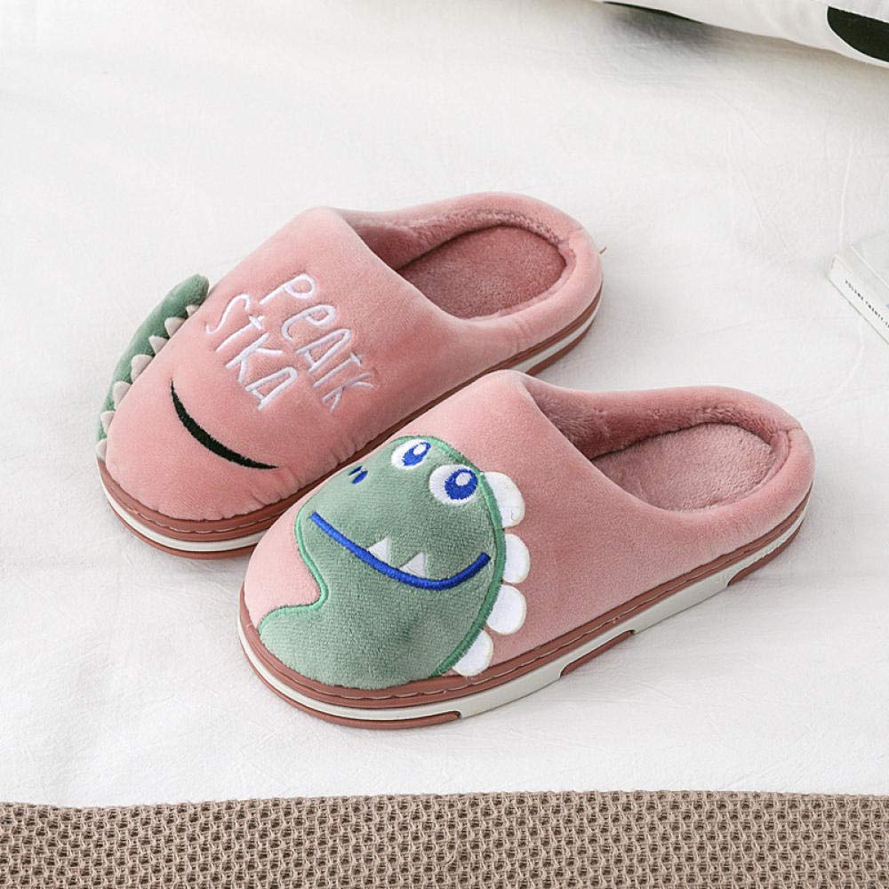 Cozy Dinosaur Print Fleece-Lined Flip Flop Slippers for Men, Women & Kids - Warm Winter House Shoes with Anti-Skid Rubber Sole - Indoor/Outdoor Use for Home, Lounge & Backyard (Red, Size 40-41)