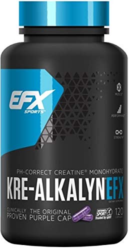 EFX Sports Kre Alkalyn EFX - 120 Capsules | Creatine Supplement for Muscle Growth, Strength & Performance | Pre-Workout & Post-Workout Recovery