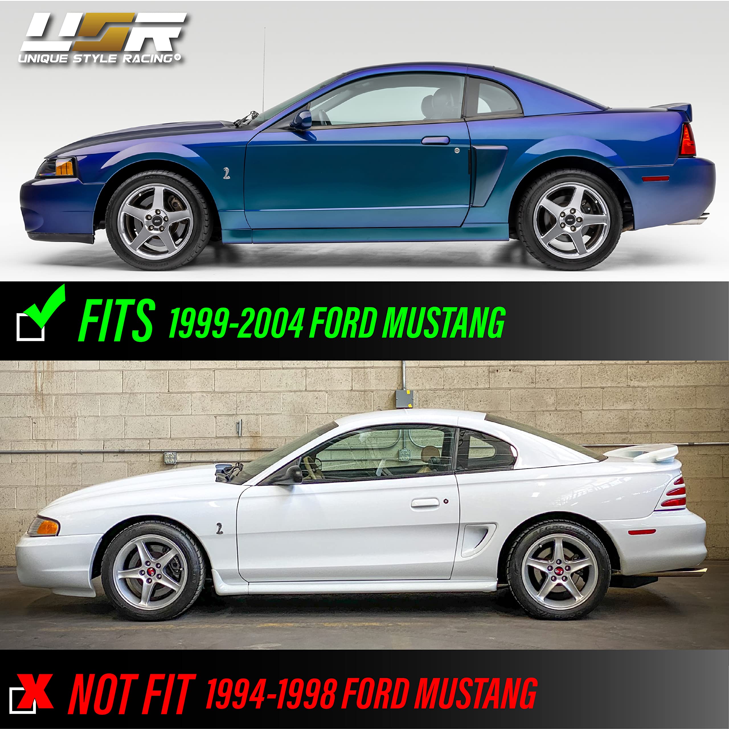 USR DEPO 99-04 Mustang Rear Lights - Smoked Lens Bumper Reflector Lamps Pair (Left+Right) Compatible with 1999-2004 Ford Mustang V6 GT Cobra SVT - Upgrade Your Nighttime Visibility & Style for Street Racing or Car Shows