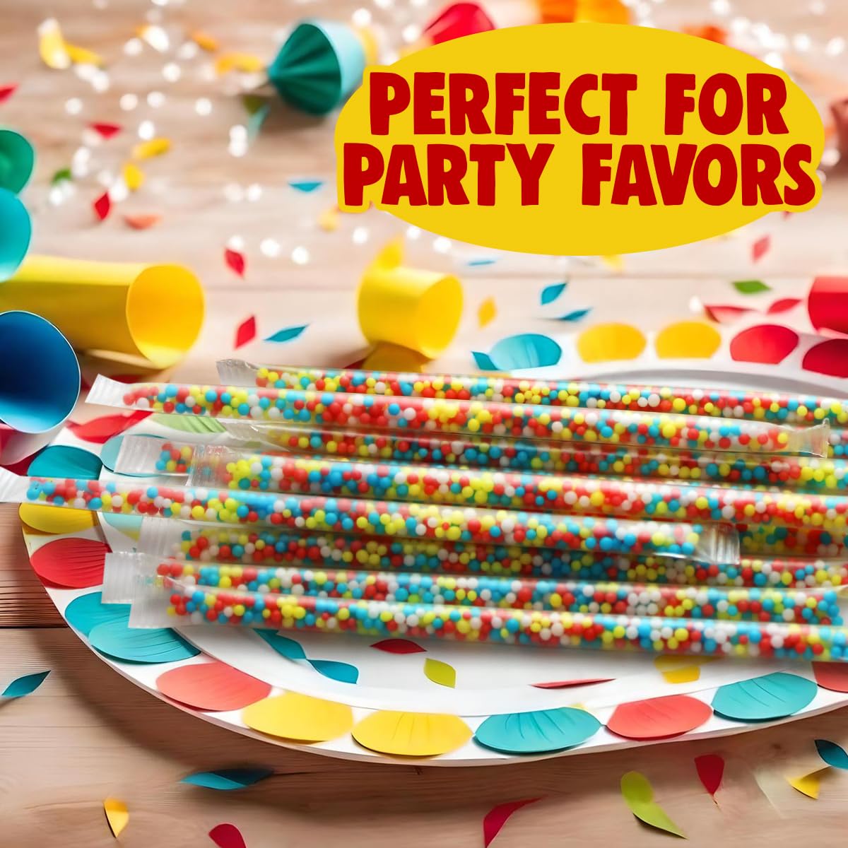 Colorful Fruit Flavor Candy Straws - Individually Wrapped Sweet Dots Snacks for Kids | Gluten Free & Nut Free | Perfect for Birthday Parties, Halloween, Festivals & School Events - Pack of 30