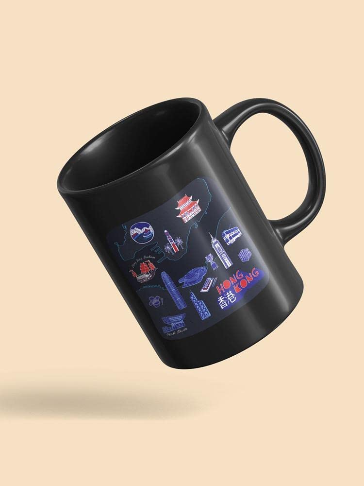 Hong Kong Travel Map Coffee Mug - Premium Black Ceramic Mug with Shutterstock Image - Perfect for Home, Office & Gifts for Travel Lovers
