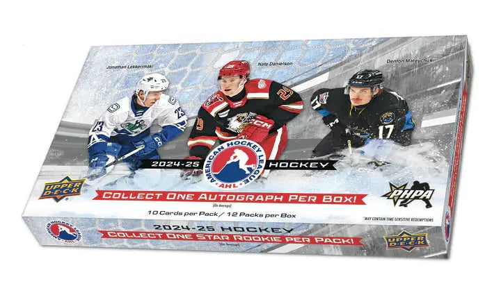 2024-25 Upper Deck AHL Hockey Hobby Box - 24 Packs with Exclusive Rookie Cards & Memorabilia - Perfect for Collectors, Fantasy Leagues & Hockey Fans