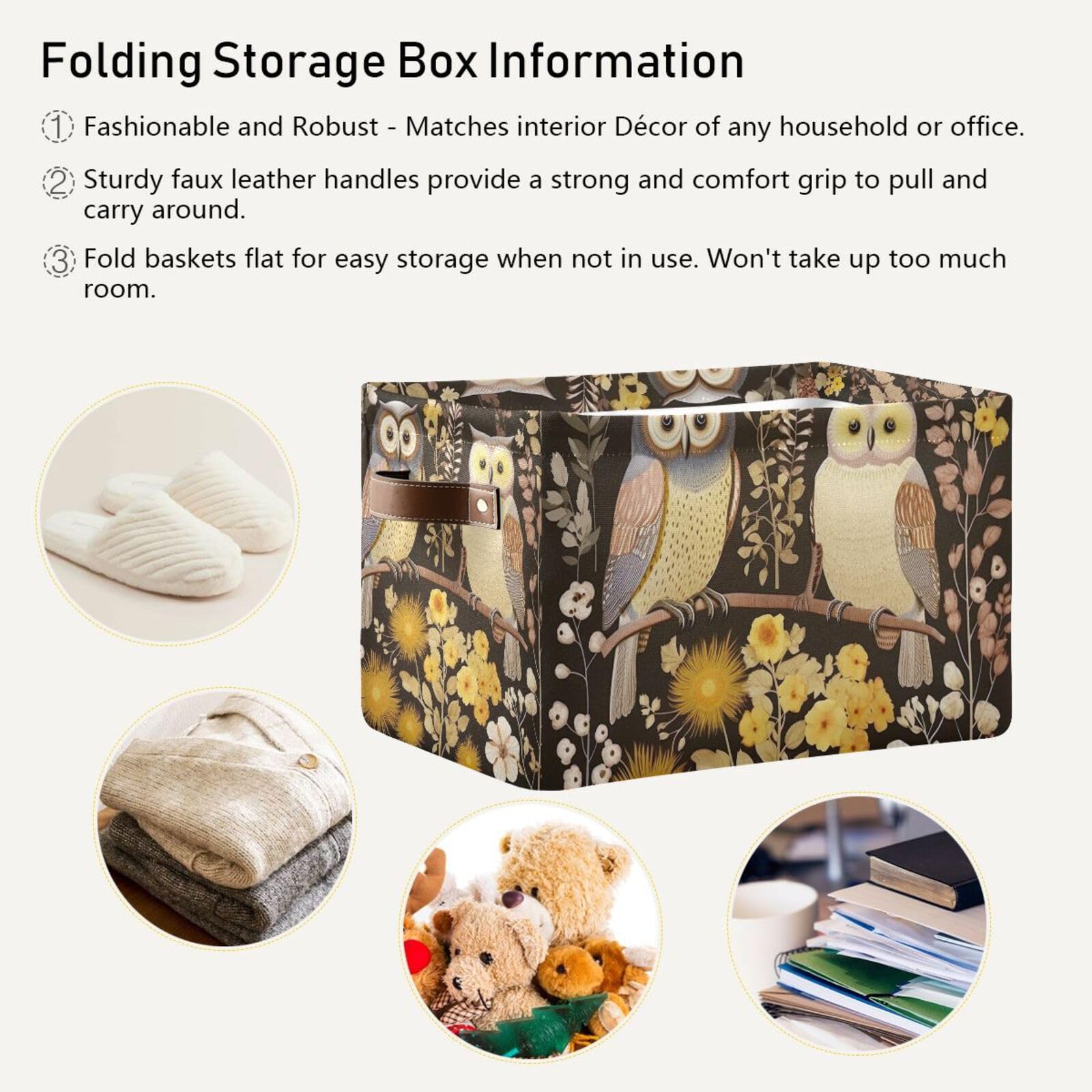 Foldable Canvas Storage Baskets with Handles - 2 Pack Rectangle Fabric Organizer Box for Clothes, Home & Office Organization | Perfect for Closet Shelves, Bedroom Decor & Laundry Storage