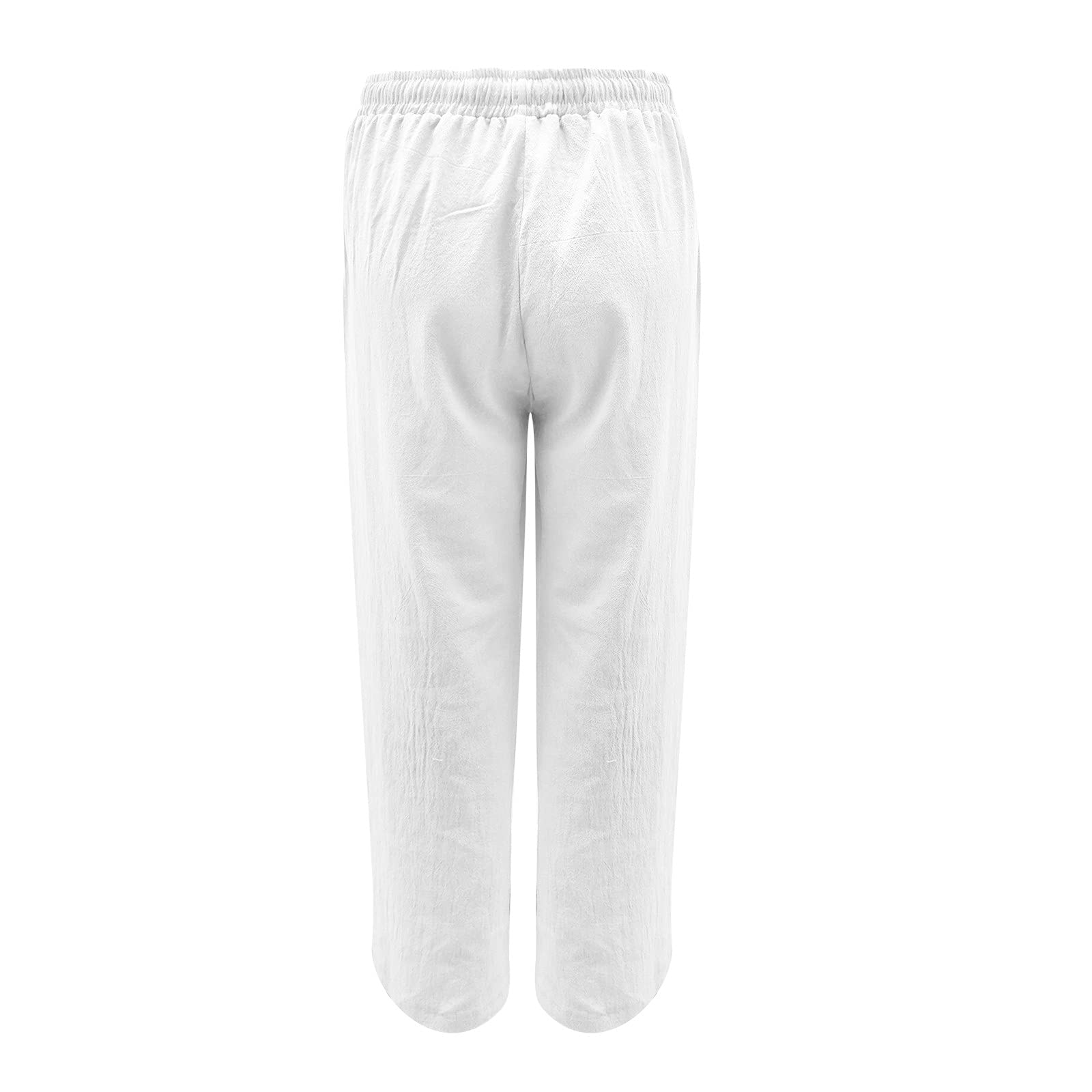 White Linen Pants for Women - Breathable Palazzo Pants Summer Casual Wear - Perfect for Beach, Vacation & Boho Outfits
