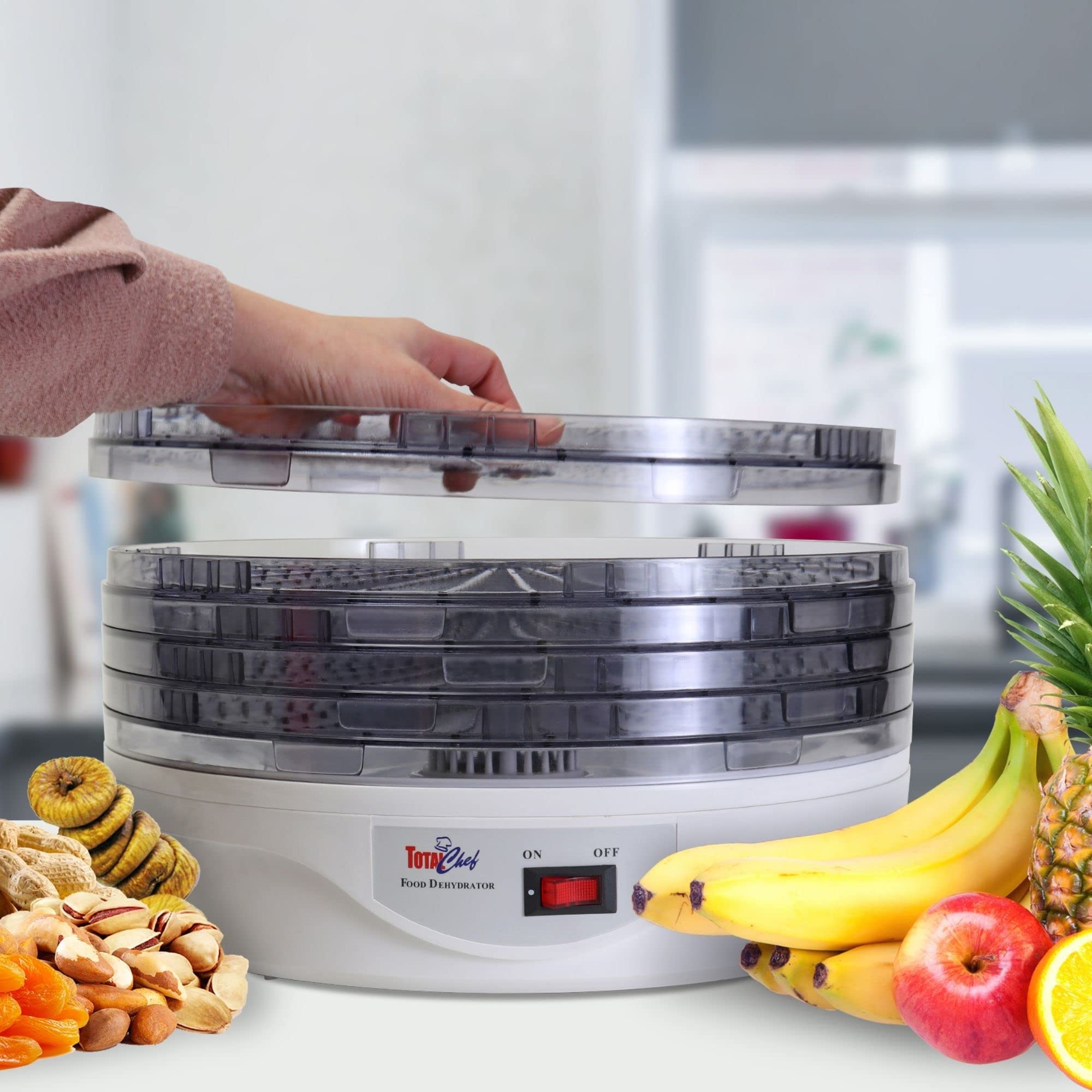 Total Chef 5-Tier Food Dehydrator for Jerky, Fruit, Vegetables & Meat - BPA-Free Electric Food Dryer Machine with Dishwasher Safe Trays - Perfect for Home Kitchen, Camping & Healthy Snacks