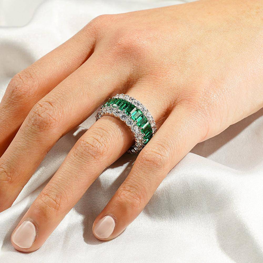 15.4 CT Lab-Created Baguette Gemstone Eternity Band for Women - Sparkling Wedding Ring, Anniversary Gift & Special Occasion Jewelry