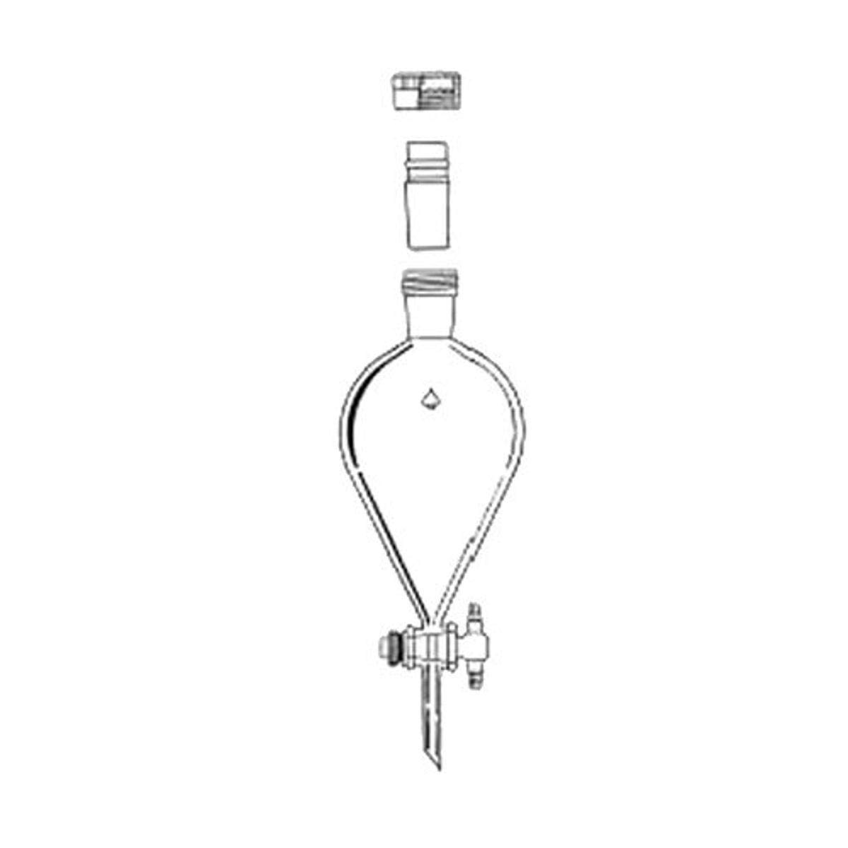 7231-59 PTFE Separator Funnel with Locking Stopper - 250mL Squibb Funnel with 1:5 PTFE Plug for Chemical Lab, Liquid Extraction & Organic Chemistry Experiments
