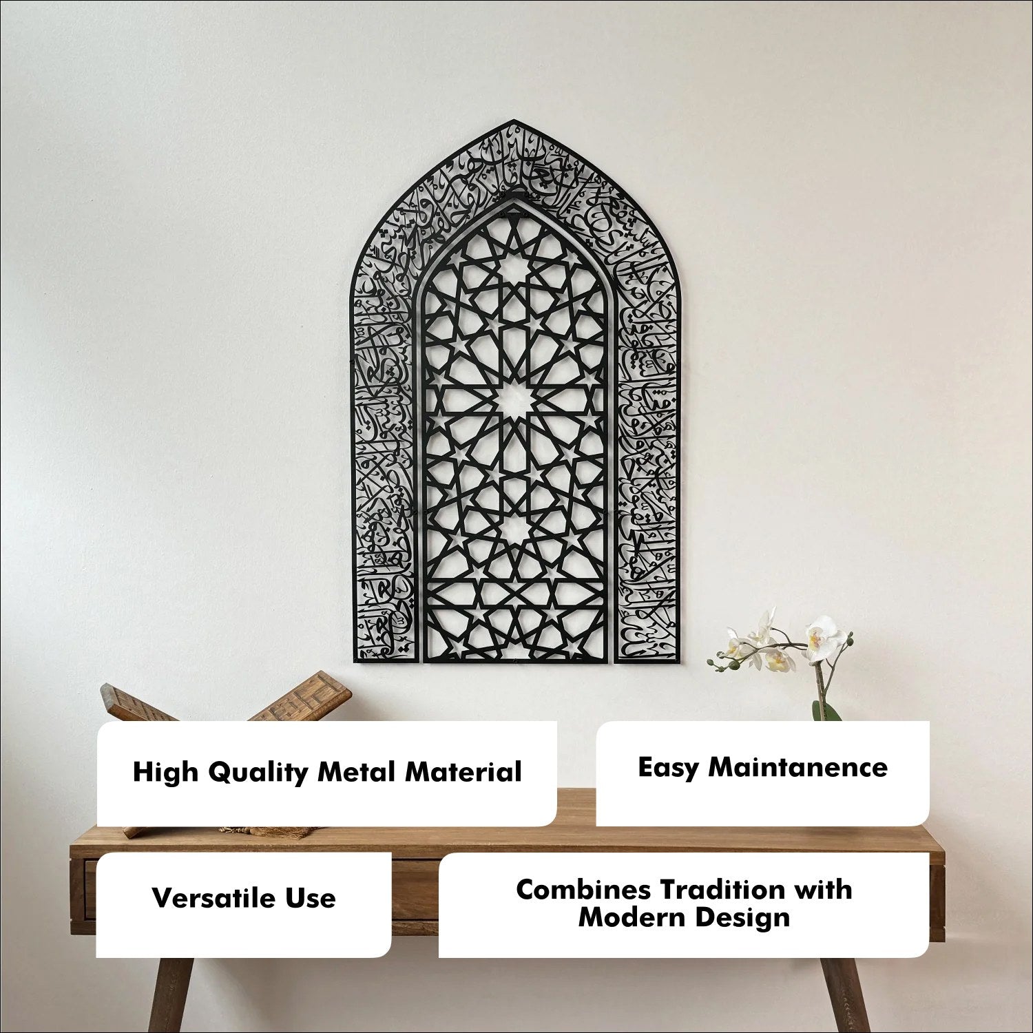 Ayatul Kursi Islamic Wall Art - Elegant Mihrab & Dome Design Islamic Calligraphy for Home & Mosque Decor - Perfect for Prayer Rooms, Living Rooms & Gifts